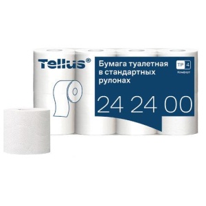 Бумага туалетная Tellus/TORK КОМФОРТ (Система ТР4), спайка 8 рулонов по 16 метров, 3-слойная, 242400