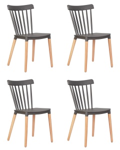 Набор 4 шт Стул обеденный DOBRIN THEO, ножки светлый бук, цвет темно-серый (GR-04)