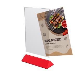 Подставка под меню с акриловым карманом COLOR MENU HOLDER А5, цвет основания красный (20 шт. в упаковке)