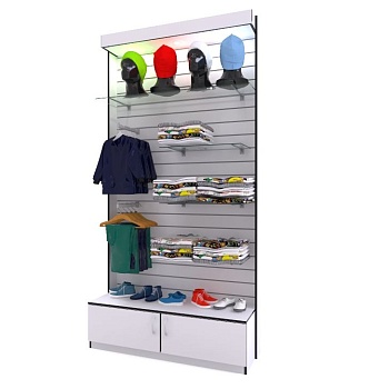 СП-2 Стеновая панель с накопителем с дверками цвет Белый с черной кромкой