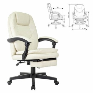 Кресло офисное CH-868N-BF, синхромеханизм, подставка для ног, экокожа, бежевое, 2018357