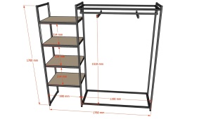 Стеллаж для одежды и аксессуаров КД-1705 в стиле Loft