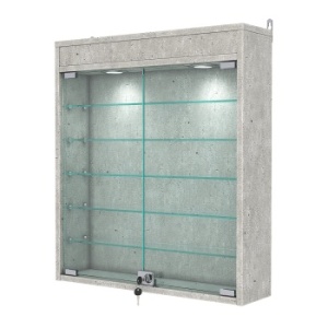 Витрина настенная №1-7А с подсветкой, Метрополитан Грей