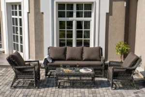 "Гранд Латте" лаунж-зона из искусственного ротанга, цвет графитцвет Графит