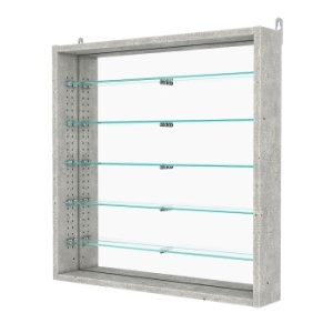 Витрина настенная с регулировочными полками №1-6ГУ-РЕГ с зеркалом, Метрополитан Грей