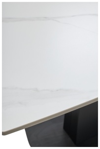 Стол БАЛД (BALDE) 140 см - 200 см раскладной, цвет MATT WHITE MARBLE SOLID CERAMIC / ЧЕРНЫЙ