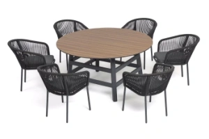 "Рио" обеденная группа на 6 персон, стол HPL "дуб", цвет темно-серыйцвет Темно-серый