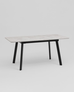 Стол Batu new 120-160/80/76 столешница ЛМДФ ароза светлая подстолье металл черный