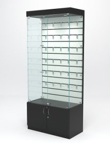 Витрина стеклянная "ИСТРА" №1-ЭП (с дверками, задняя стенка - экономпанель), Черный