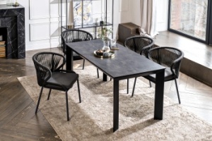 "Венето" обеденная группа на 4 персоны со стульями "Милан", каркас темно-серый, роуп темно-серыйцвет Темно-серый