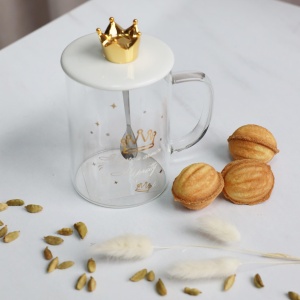 Чашка PRETTY с крышкой, стекло, прозрачный, 400 мл