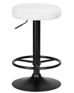 Табурет барный DOBRIN TEDDY BLACK, белое букле