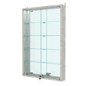 Витрина настенная с регулировочными полками №2-4АУ-РЕГ с зеркалом и с подсветкой, Метрополитан Грей