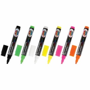 Маркеры меловые BRAUBERG &quot;POP-ART&quot;, НАБОР 6 шт., сухостираемые, для гладких поверхностей, 5 мм, АССОРТИ, 151536