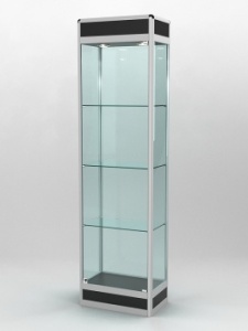 Витрина "ПРОФИЛЬ ПОДИУМ" №3-300-2 (задняя стенка - стекло), Черный