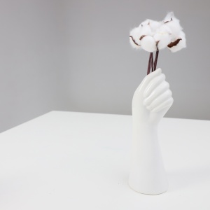 Ваза керамическая HAND, белый, 7,5*22см