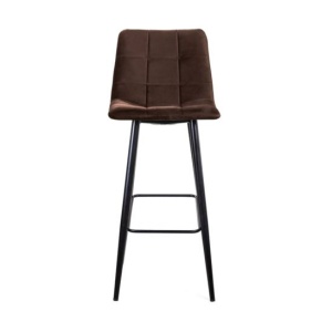 Стул барный UNO бархат коричневый / чёрный конус