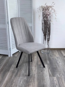 Стул ПРОВАНС 360 град. поворот. цвет B22 Серый, велюр / черный каркас