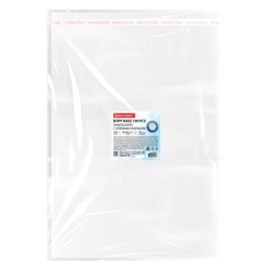 Пакеты БОПП с клеевым клапаном, КОМПЛЕКТ 100 штук, 30х40 + 4 см, 30 мкм, с усиленным швом, BRAUBERG, 700410