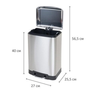 Ведро мусорное с педалью 12 л, крышка с доводчиком, стальное, БЕЗ ОТПЕЧАТКОВ, LAIMA ULTRA, 701568