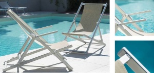 Кресло-шезлонг текстиленовое складное Sdraio серебристый, серо-коричневый