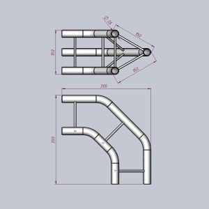 TS-7 \ Угол 3-х труб горизонтальный