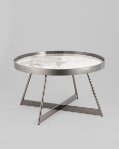 Журнальный столик Гера 80*80 см сталь тёмный хром