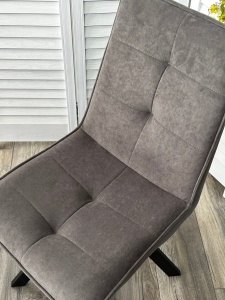 Стул БРОНКС (BRONX), 360 град. поворот. B28 Темно-серый, велюр / черный каркас