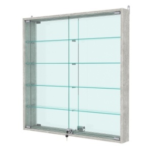 Витрина настенная №4-2АУ с зеркалом, Метрополитан Грей