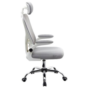 Кресло CROMEX (КРОМЕКС) "Dynamic CH-699", откидные подлокотники, пластик белый, сетка/ткань TW, серое, 533070