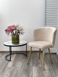 Стул МОНЕ цвет ZIZI 002 Молочный, велюр / Золотой каркас