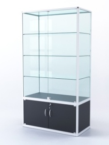 Витрина "ПРЯМОУГОЛЬНАЯ" №2-500-2 (задняя стенка - стекло), Черный
