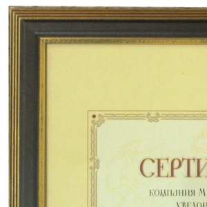 Рамка бизнес-класса 21х30 см, дерево "дуб" с позолотой (для дипломов, сертификатов, грамот, фотографий), 5072-А4А