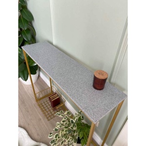 Журнальный столик искусственный камень гранит серый/каркас золото