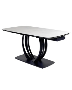Стол МАТЕРА (MATERA) 160 цвет KL-99 Белый мрамор матовый, итальянская керамика/ ЧЕРНЫЙ, ®DISAUR