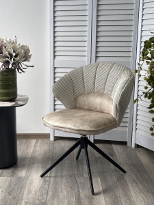 Стул АСТРА (ASTRA) 360 град. поворот Белый Sonic 23 ткань / 7525-01 велюр / черный каркас, ®DISAUR