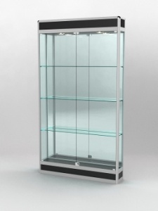 Витрина "ПРОФИЛЬ ПОДИУМ" №1-200-3 (задняя стенка - зеркало), Черный