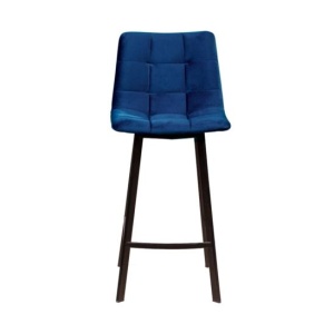 Стул полубарный UNO, бархат синий / чёрный профиль