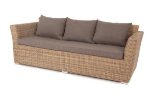 "Капучино" диван из искусственного ротанга трехместный, цвет соломенныйцвет соломенный