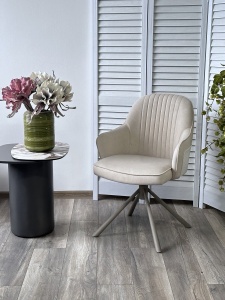 Стул RIKARD 360 град. кремовый RIELY-111 /PRESENT-120, шенилл - велюр / латте каркас, ®DISAUR