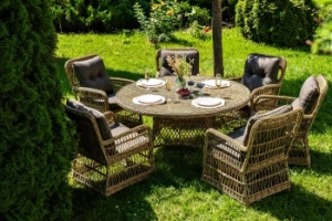 "Эспрессо–150 C" обеденная группа плетеная, цвет соломенныйцвет соломенный