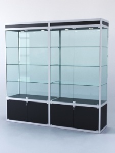 Витрина "ПРЯМОУГОЛЬНАЯ" №1-2м-500-2 (задняя стенка - стекло), Черный
