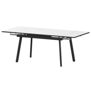 Стол раздвижной Гранд Обеденные столы в пластике Гранд 1400+300+300 (Н-3799) Супер Белый/Черный муар