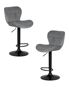 Набор 2 шт Стул барный DOBRIN BARNY BLACK, серый велюр (MJ9-75)