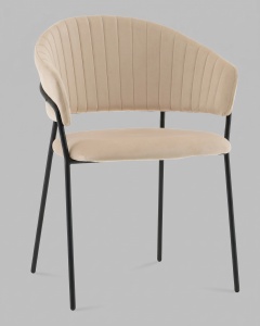 Стул Бруно NEW велюр кремовый, опора черный муар (набор 2 шт)