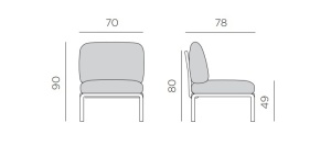Модуль центральный пластиковый с подушками Komodo Elemento Centrale тортора, синий