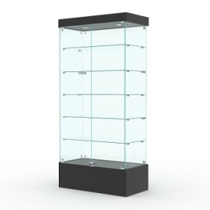 Витрина стеклянная "ИСТРА ПОДИУМ" №509-Ф (с дверками, задняя стенка - стекло), Черный