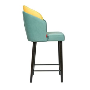 Полукресло Лилия барное, велюр голубой, желтый, 63 см