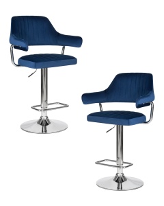 Набор 2 шт Стул барный DOBRIN CHARLY, синий велюр (MJ9-117)