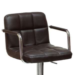 Барный стул Лагер с подлокотниками, тёмно-коричневая кожа